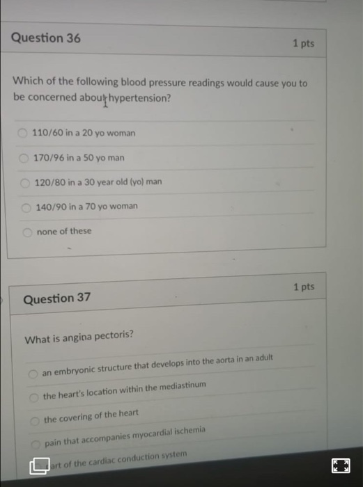 Solved Question 36 1 Pts Which Of The Following Blood Chegg Com