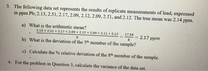 Solved 3. The following data set represents the results of | Chegg.com