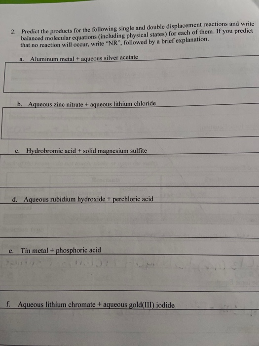 Solved Reaction 10 Aqueous iron(III) chloride + aqueous