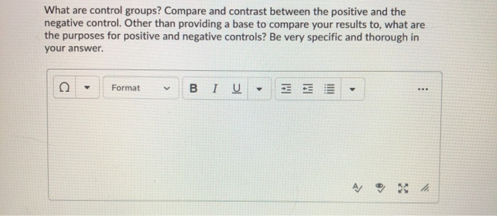 Solved What are control groups? Compare and contrast between | Chegg.com