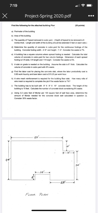 7:19 Project-Spring 2020.pdf Find the following for | Chegg.com