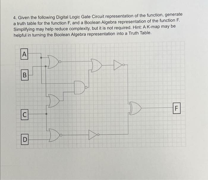Solved 4. Given the following Digital Logic Gate Circuit | Chegg.com