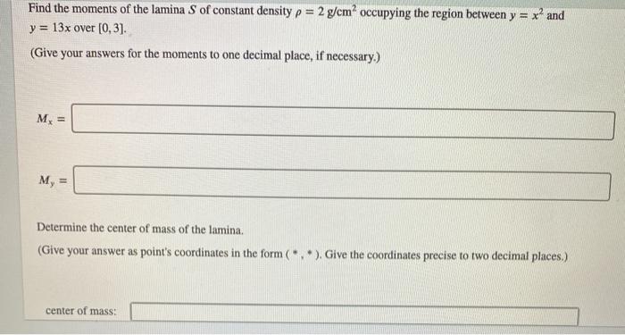 Solved Find the center of mass for the system of particles | Chegg.com