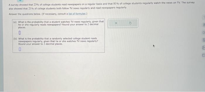 Solved A survey showed that 23% of college studencs read | Chegg.com