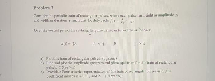 Solved Problem 3 Consider the periodic train of rectangular | Chegg.com