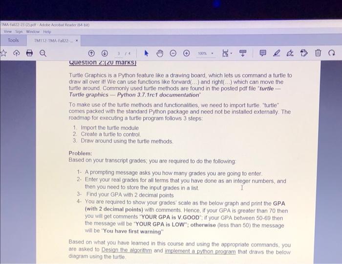 Solved Turtle Graphics is a Python feature like a drawing | Chegg.com