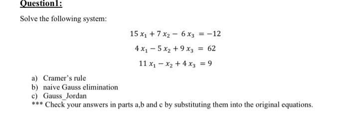Solved Please solve only b and Check the answers in parts a, | Chegg.com