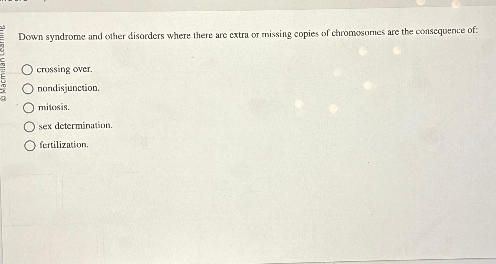 Solved Down syndrome and other disorders where there are | Chegg.com