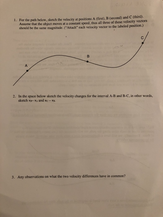 Solved 1. For the path below, sketch the velocity at | Chegg.com