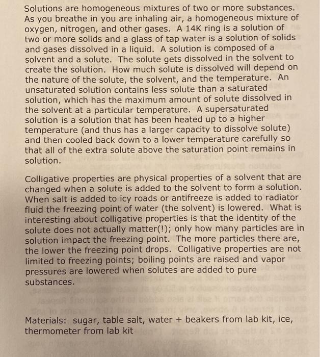 Solved Solutions are homogeneous mixtures of two or more