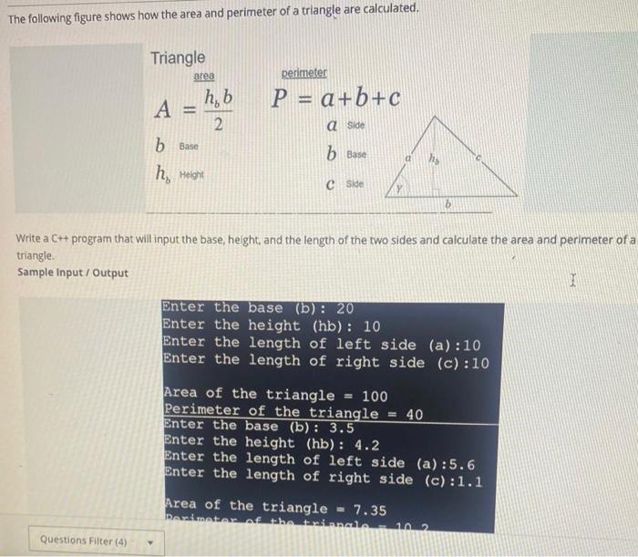 Solved The following figure shows how the area and perimeter | Chegg.com