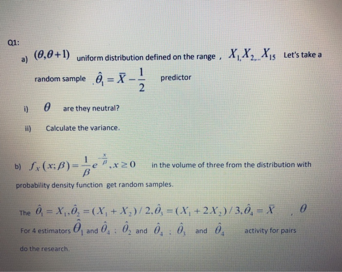 Solved Q1 A 0 0 1 Uniform Distribution Defined On The Chegg Com