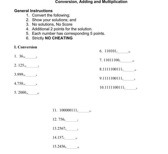 Solved Conversion, Adding and Multiplication General | Chegg.com