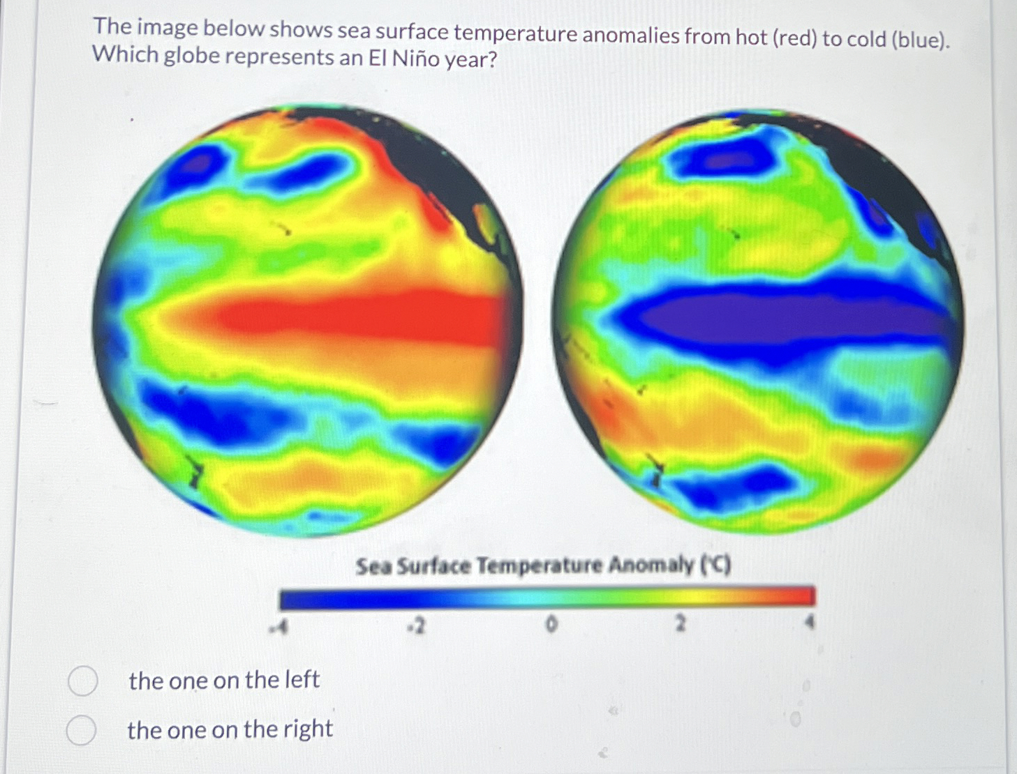 Solved The image below shows sea surface temperature | Chegg.com