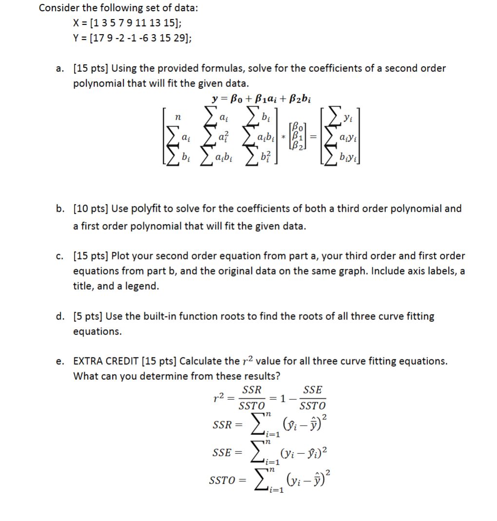 Solved PLEASE USE MATLABConsider the following set of | Chegg.com