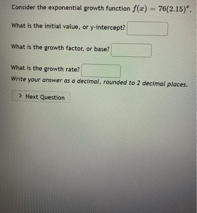 Solved Consider the exponential growth function f(x) | Chegg.com