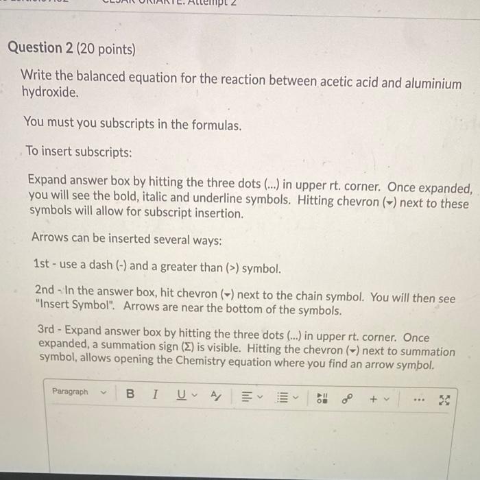 Solved Question 2 (20 points) Write the balanced equation | Chegg.com