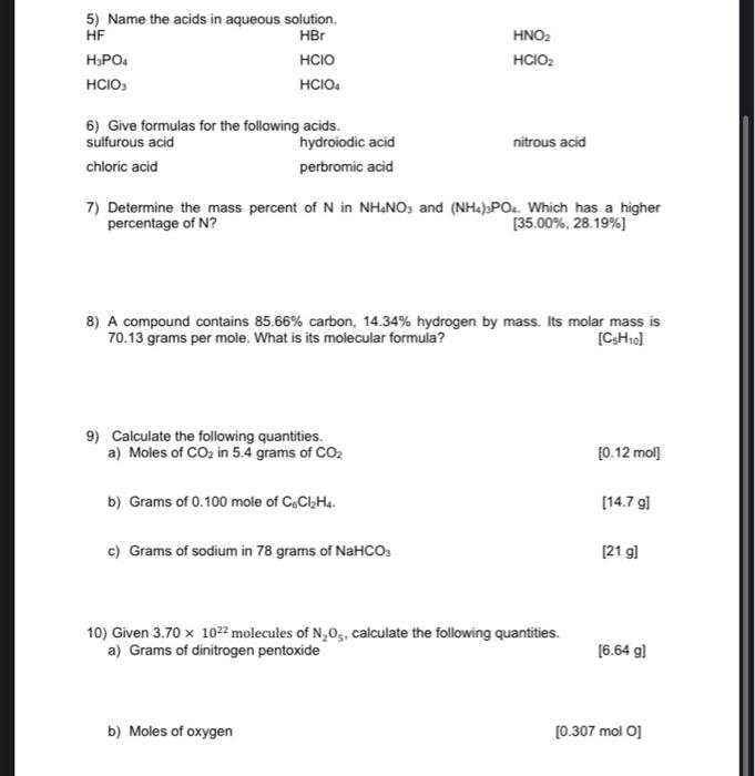 7) Determine the mass percent of N in NH4NO3 and | Chegg.com