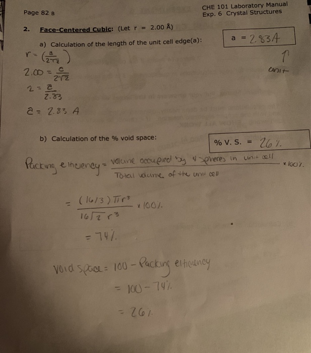 Solved Page B Che 101 Laboratory Manual Exp 6 Crystal Chegg Com