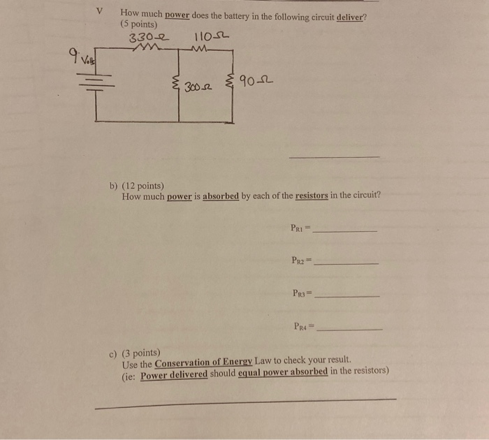 Solved V How Much Power Does The Battery In The Following Chegg Solved V How Much Power Does The Battery In The Following Chegg