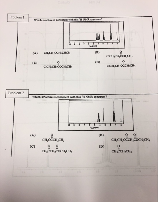 Solved Problem 1 Which structure consistent with this 'H NMR | Chegg.com