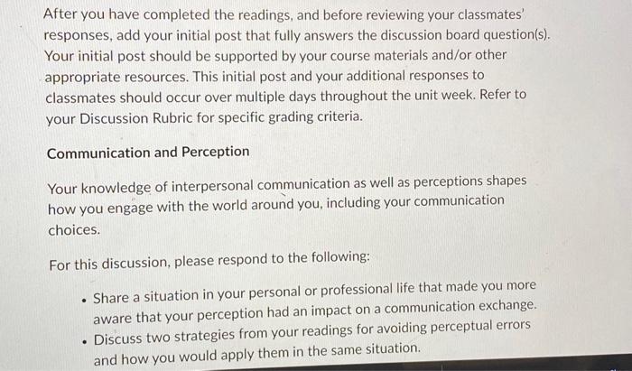 Solved After you have completed the readings, and before | Chegg.com