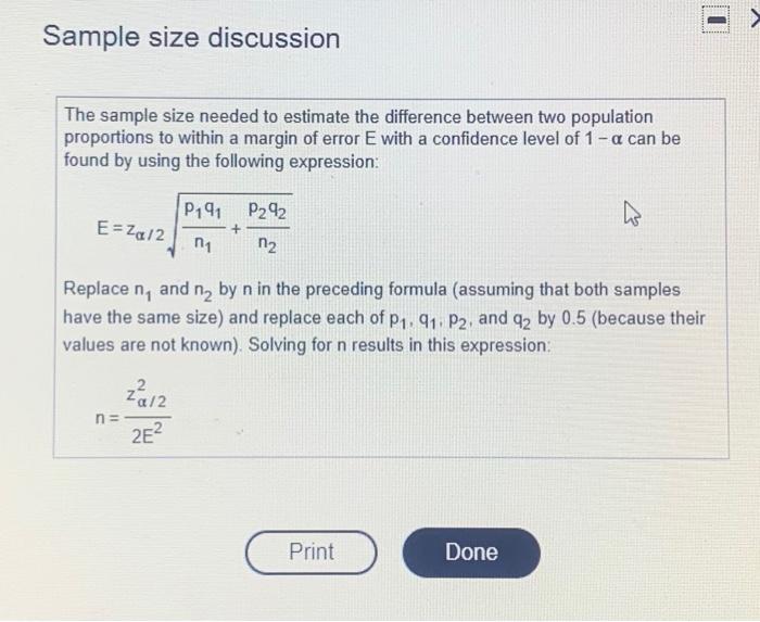 Solved Sample size discussion The sample size needed to | Chegg.com