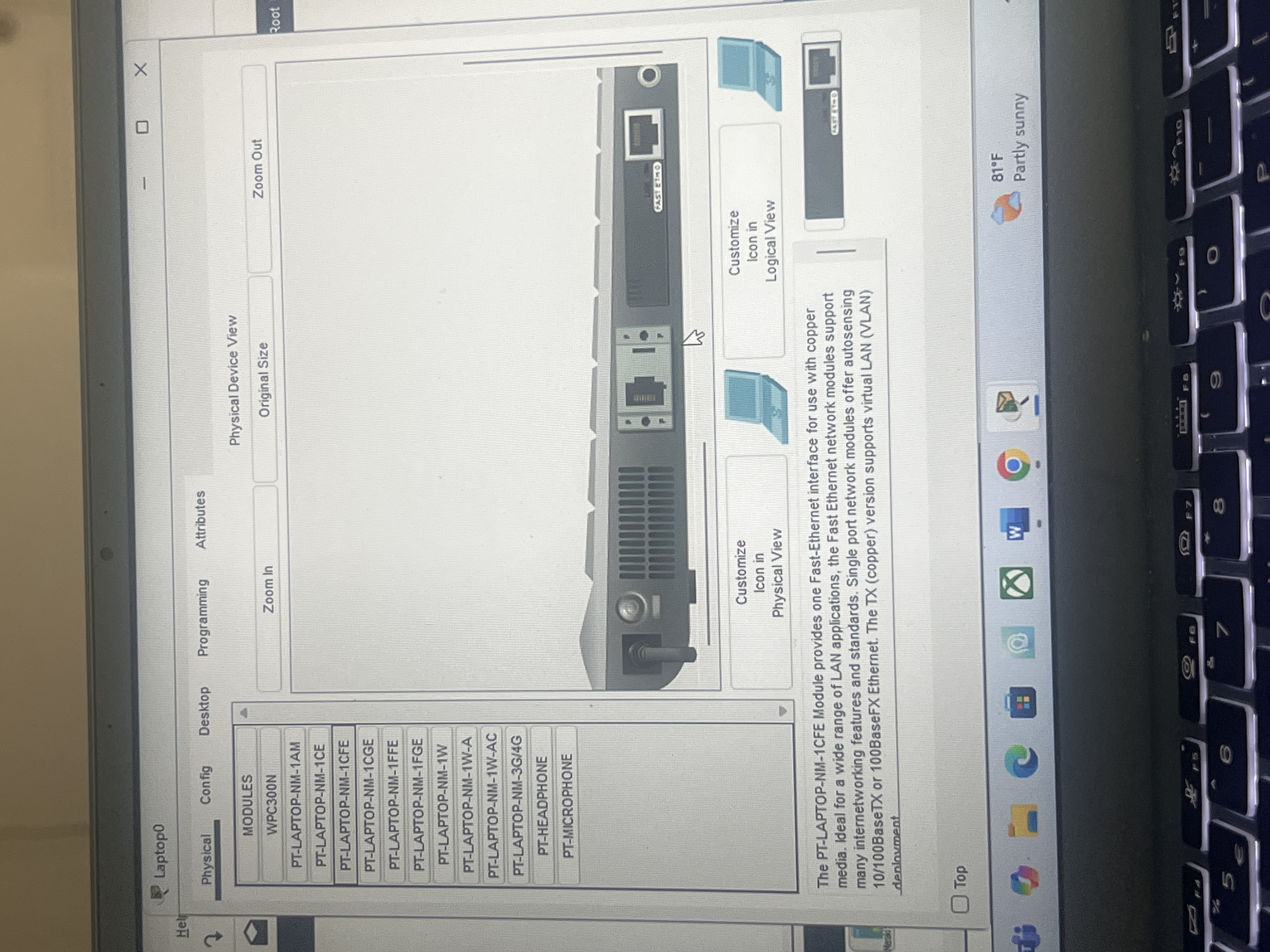 Solved CustomizeCustomizeIcon inIcon inPhysical View%Logical | Chegg.com