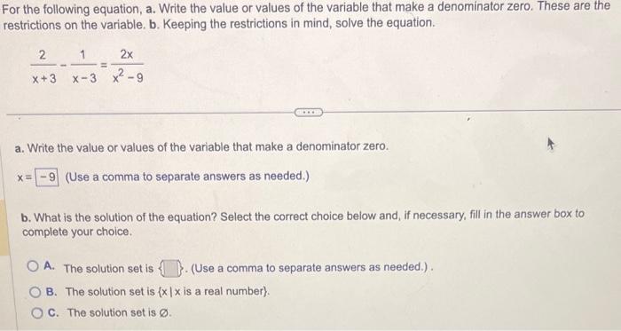 Solved For the following equation, a. Write the value or | Chegg.com