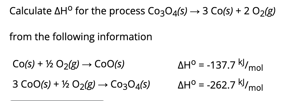 Solved Calculate ΔH° for the process | Chegg.com