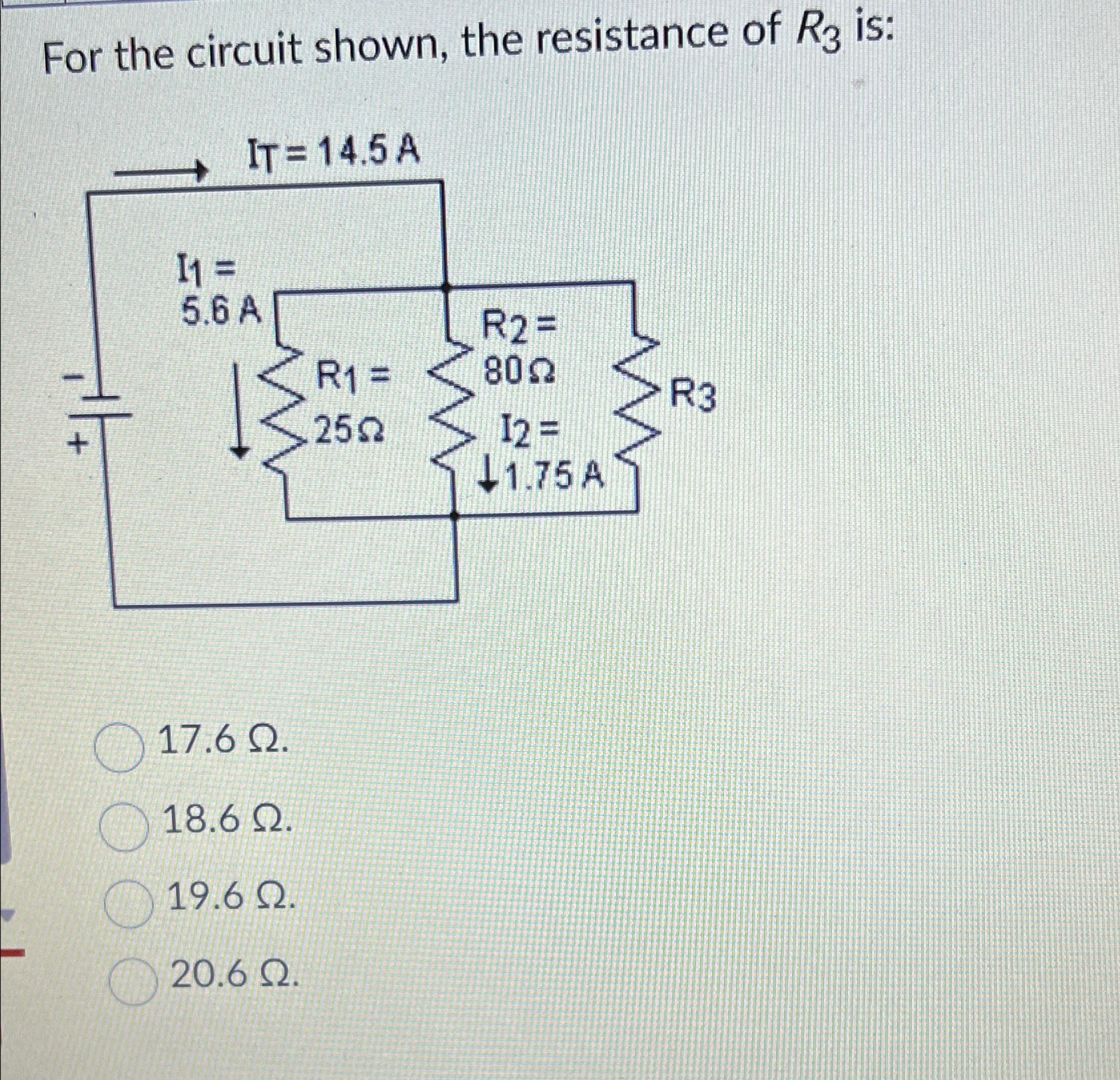 Solved For the circuit shown, the resistance of R3 | Chegg.com
