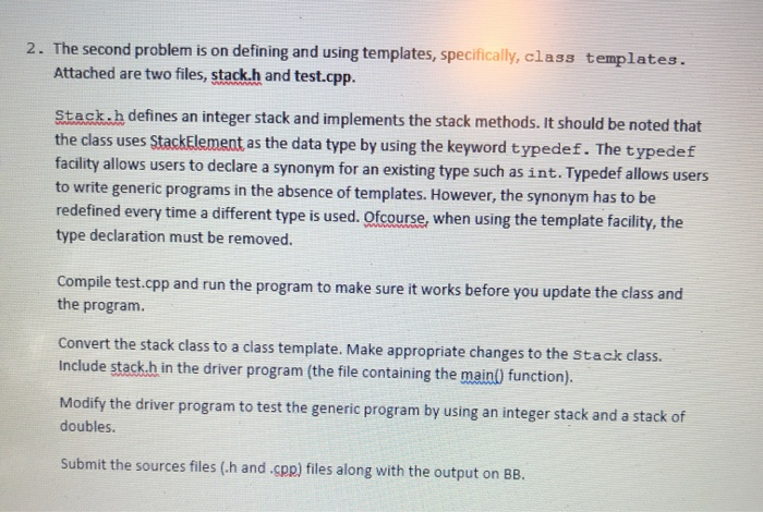 Solved please help C++ /*---------- stack.h | Chegg.com