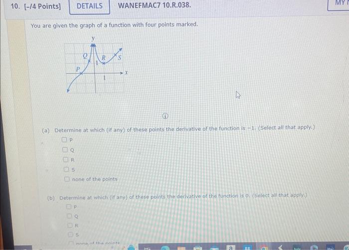 Solved You are given the graph of a function with four | Chegg.com