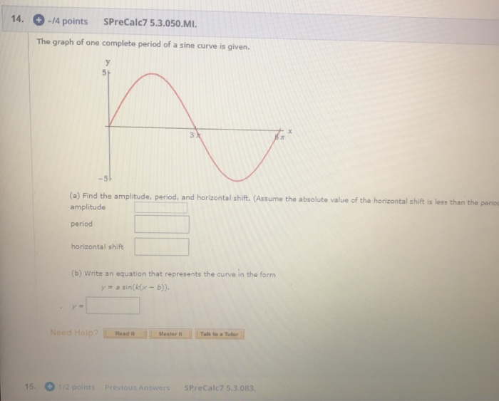 Solved 14 SPreCalc7 5 3 050 MI 14 Points The Graph Of One Chegg