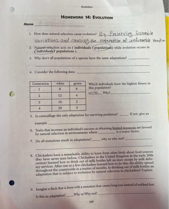 Solved Evolution HOMEWORK 14: EVOLUTION Name 1. How Does | Chegg.com