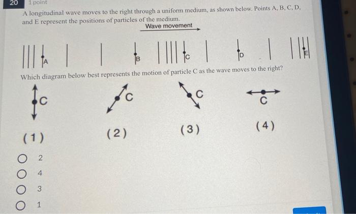 Solved 20 1 point A longitudinal wave moves to the right | Chegg.com