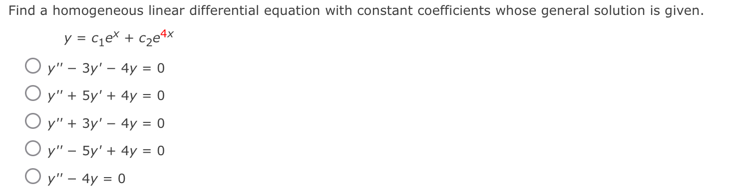Solved Find a homogeneous linear differential equation with | Chegg.com