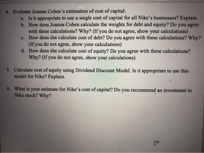 4. Evaluate Joanna Cohen's Estimation Of Cost Of | Chegg.com | Chegg.com