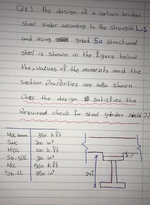 Solved Q1 ) the design of design of a certain bridge steel | Chegg.com