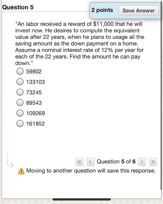 Solved Question 5 2 points Save Answer "An labor received a | Chegg.com