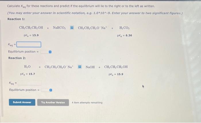 Solved Calculate Keq For These Reactions And Predict If The Chegg Com Chegg Com