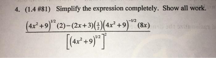 Solved 3. (1.4 #43) Simplify the expression completely. | Chegg.com