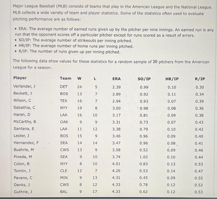 Solved Major League Baseball (MLB) consists of teams that | Chegg.com