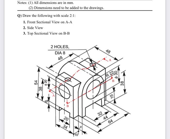 Solved Notes: (1) All dimensions are in mm. (2) Dimensions