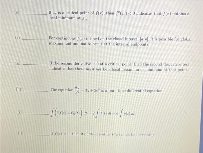 Solved 1. [l point each] Determine whether each of the | Chegg.com