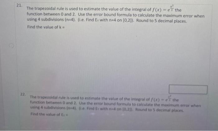 Solved The trapezoidal rule is used to estimate the value of | Chegg.com