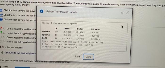 Solved My Cou A random sample of 10 students were surveyed | Chegg.com