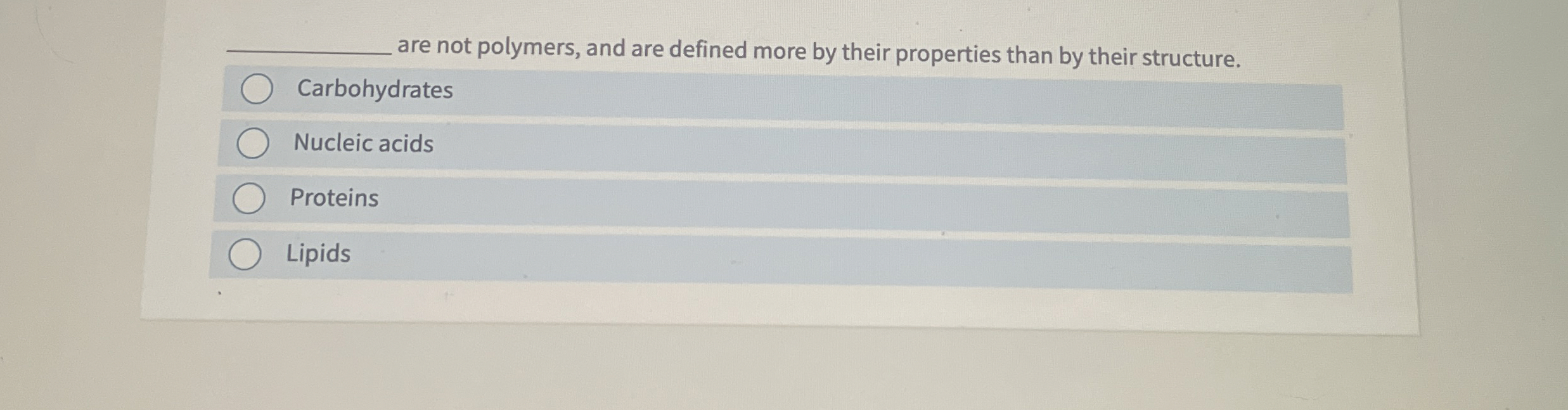 Solved are not polymers, and are defined more by their