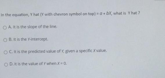 Solved In the equation, Y hat (Y with chevron symbol on top) | Chegg.com