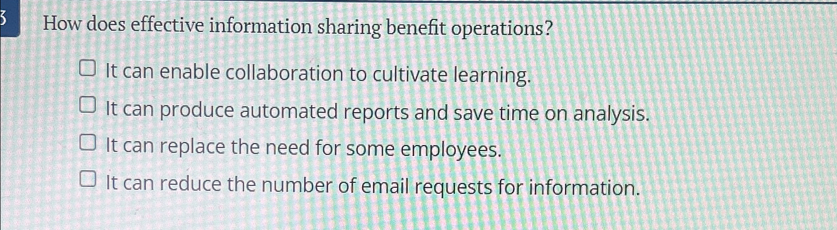 Solved How does effective information sharing benefit | Chegg.com